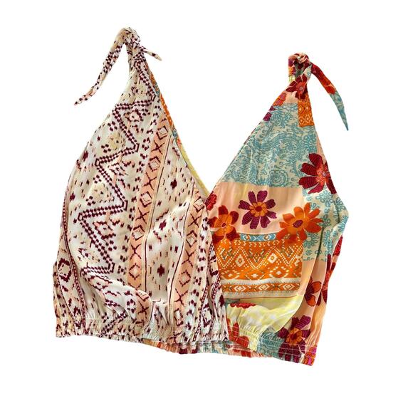 Free People Tropical Combo Multicolor Floral Print Boho Style Tank Top Small - Picture 1 of 7